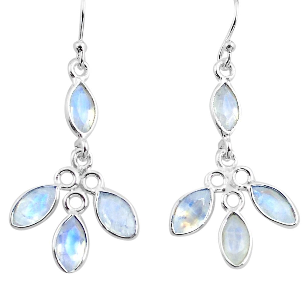 925 sterling silver 11.22cts natural rainbow moonstone dangle earrings p77399