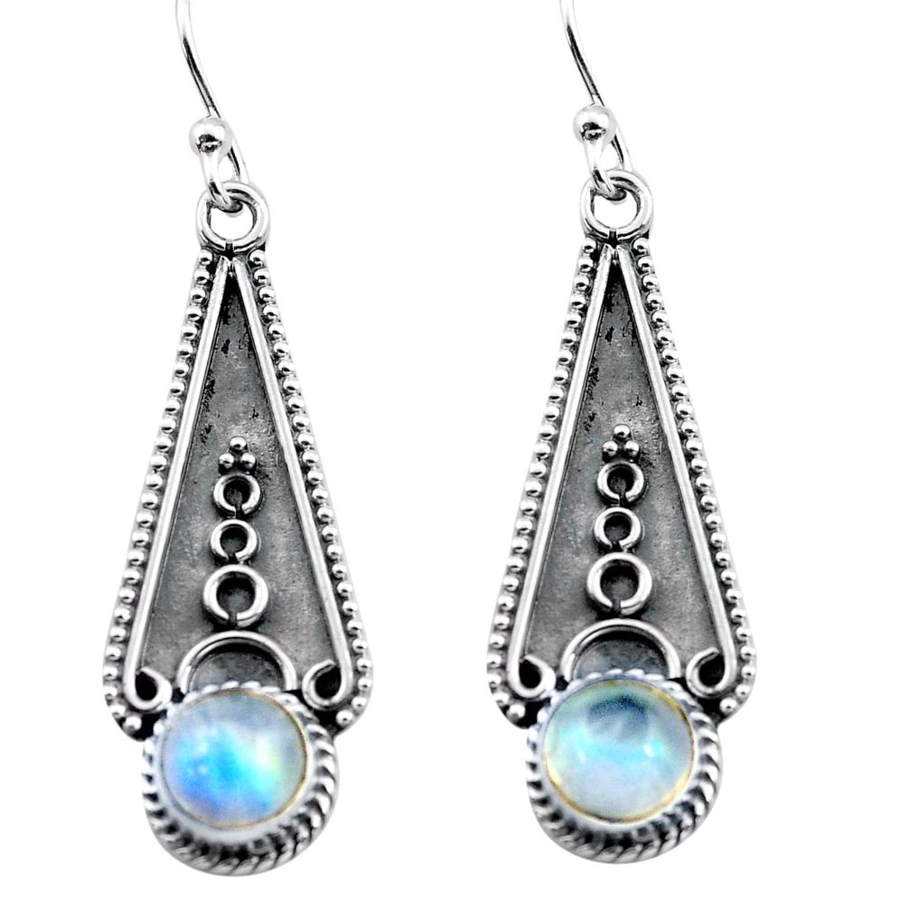 925 sterling silver 3.13cts natural rainbow moonstone dangle earrings p81324