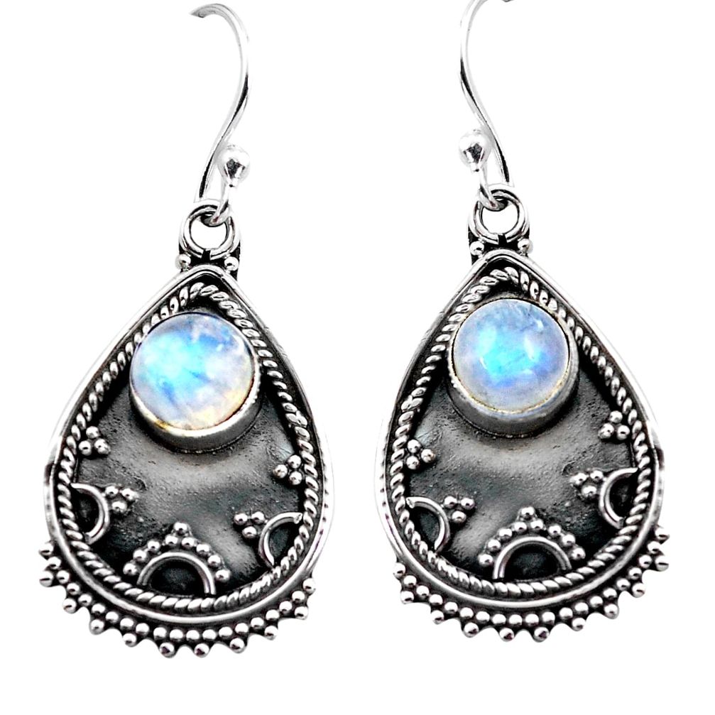 925 sterling silver 3.41cts natural rainbow moonstone dangle earrings p87560