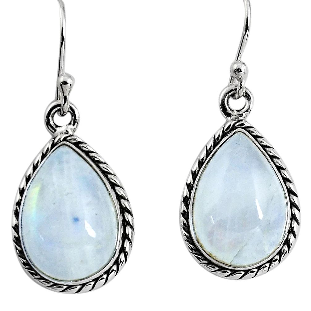 925 sterling silver 12.03cts natural rainbow moonstone dangle earrings p89684