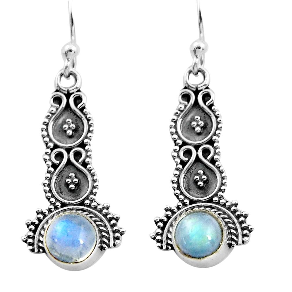 925 sterling silver 2.28cts natural rainbow moonstone dangle earrings p91351