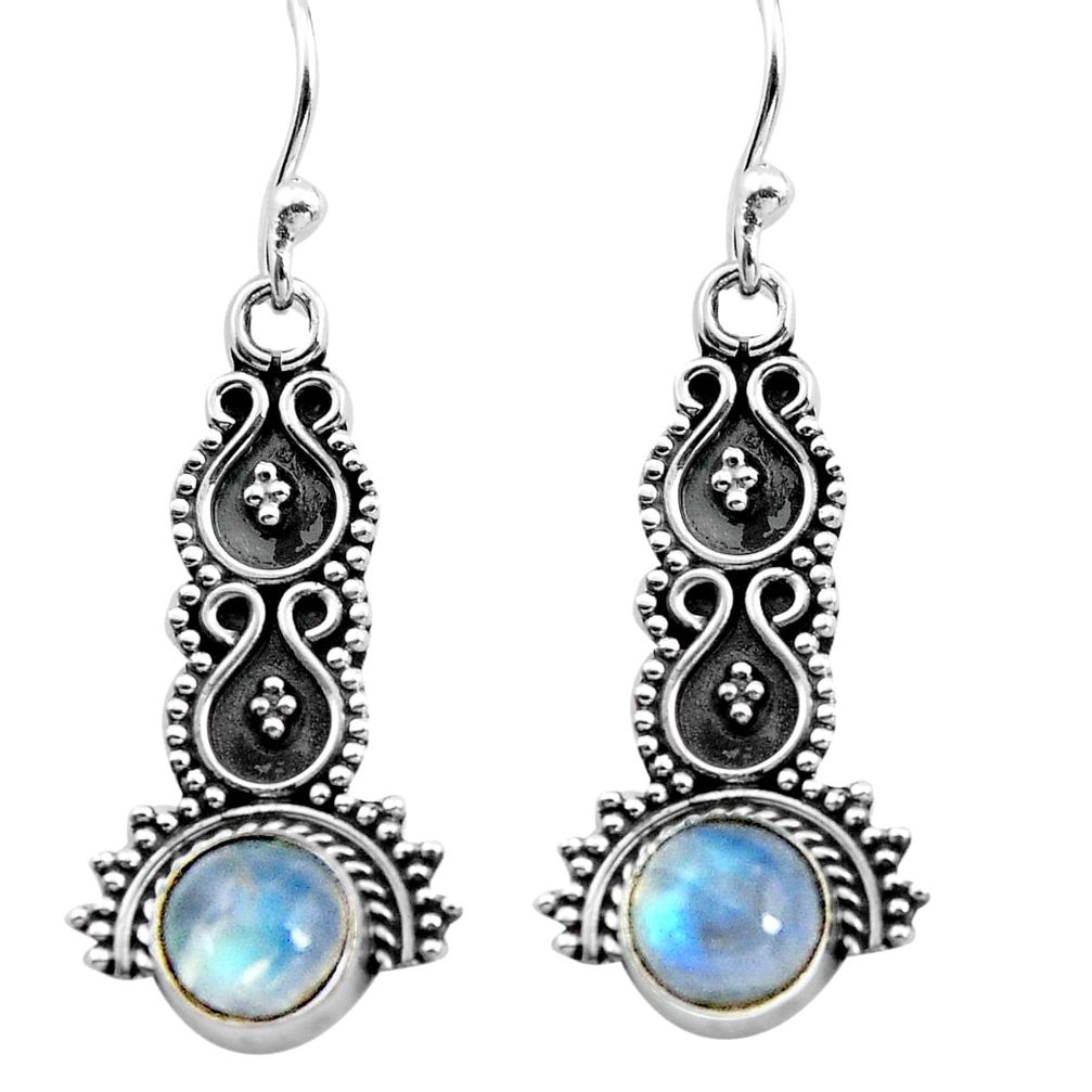 925 sterling silver 2.29cts natural rainbow moonstone dangle earrings p91358