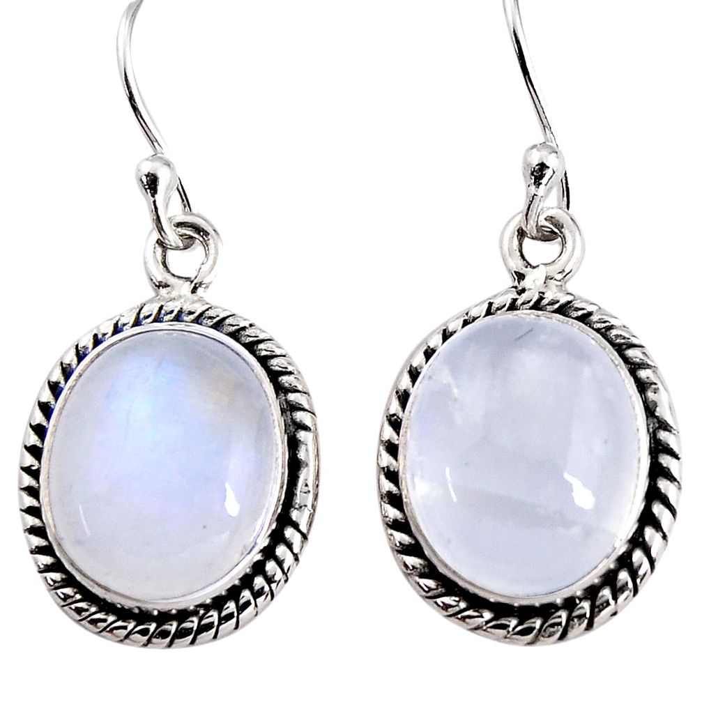 925 sterling silver 9.99cts natural rainbow moonstone dangle earrings p91578