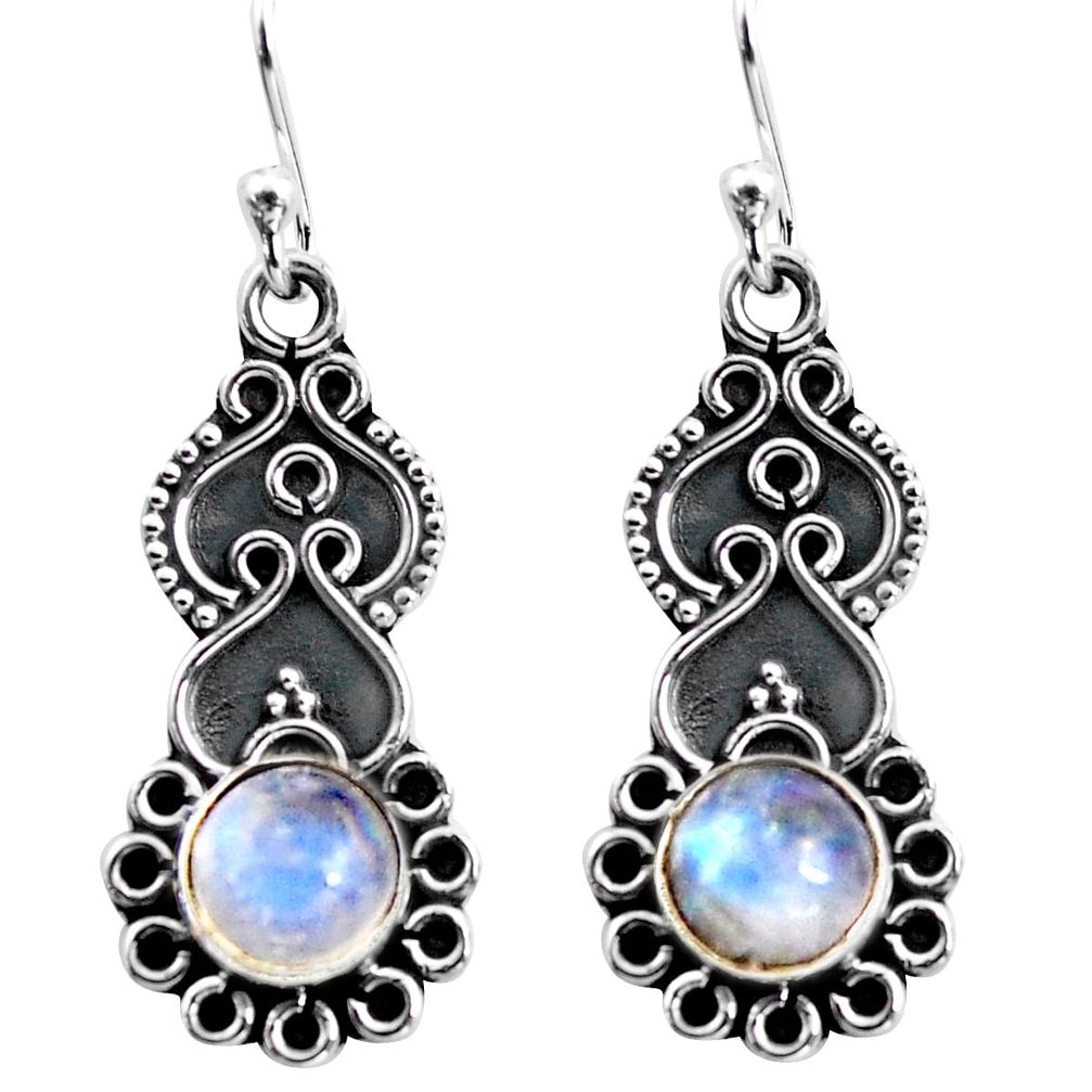 925 sterling silver 3.30cts natural rainbow moonstone dangle earrings p92754
