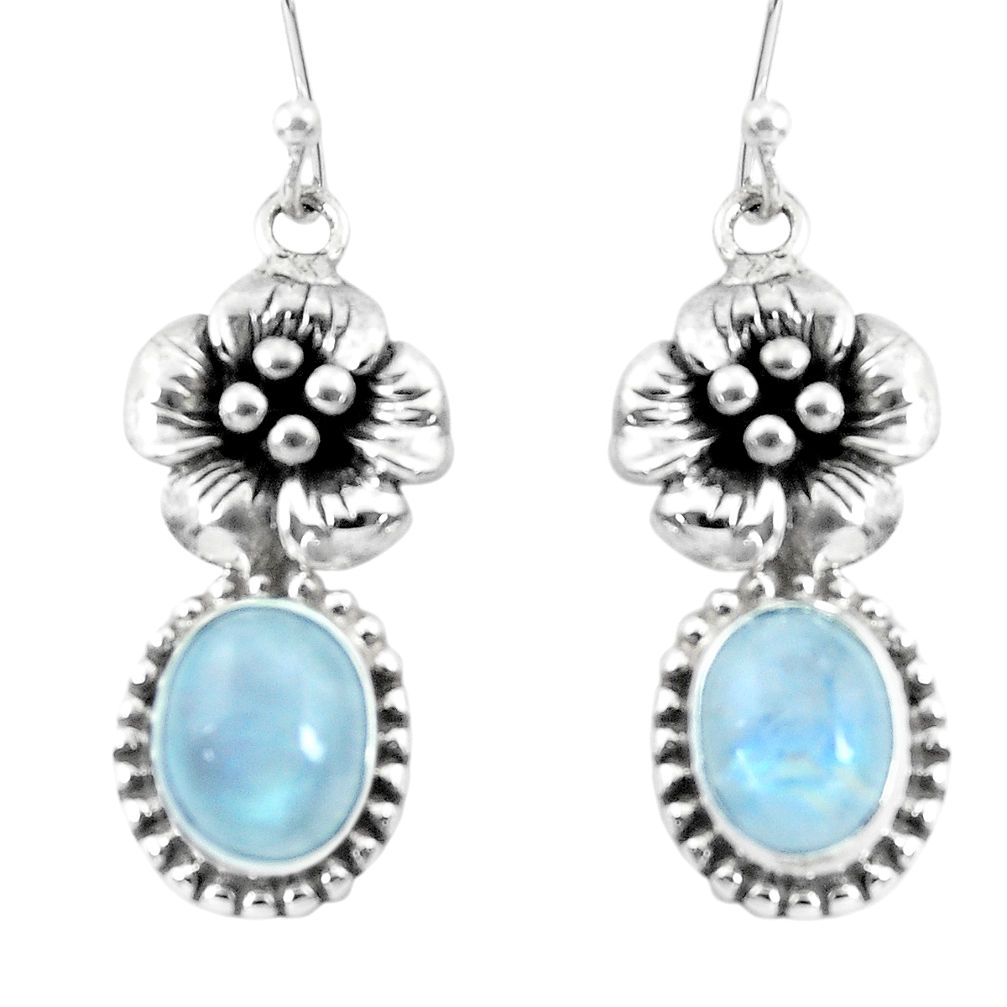 925 sterling silver 6.62cts natural rainbow moonstone flower earrings p54938