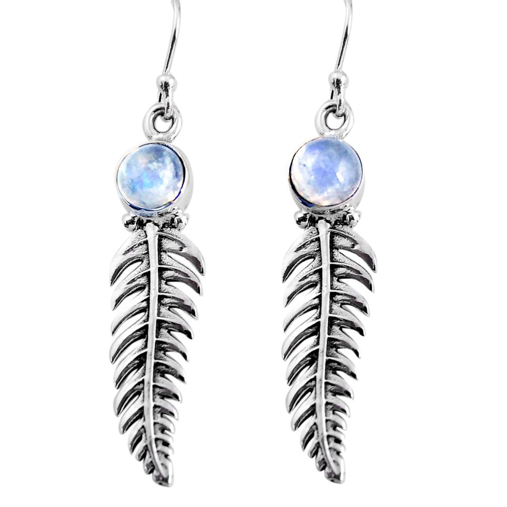 925 sterling silver 2.57cts natural rainbow moonstone leaf charm earrings p91372