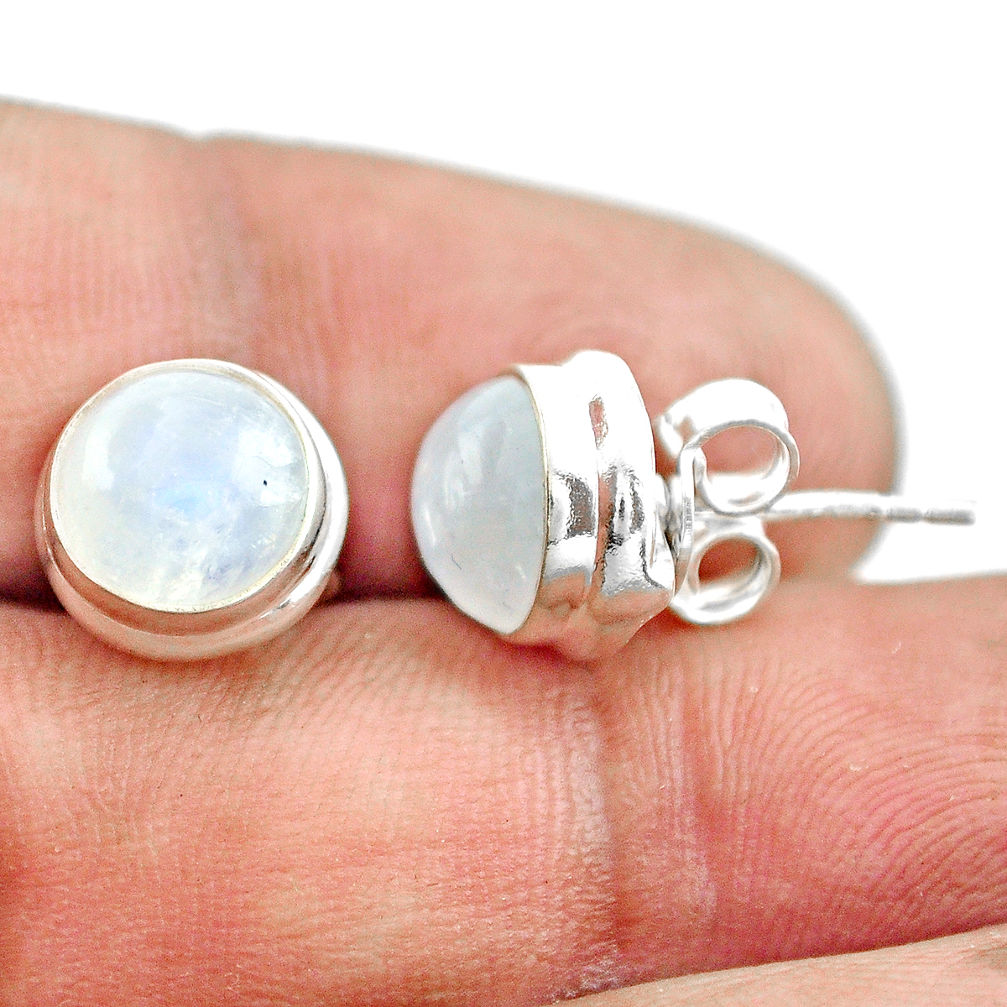 925 sterling silver 7.00cts natural rainbow moonstone stud earrings p74566