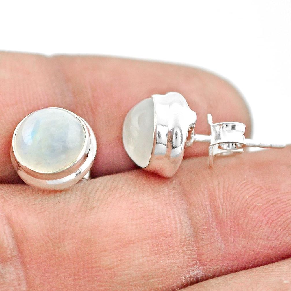 925 sterling silver 6.64cts natural rainbow moonstone stud earrings p74570