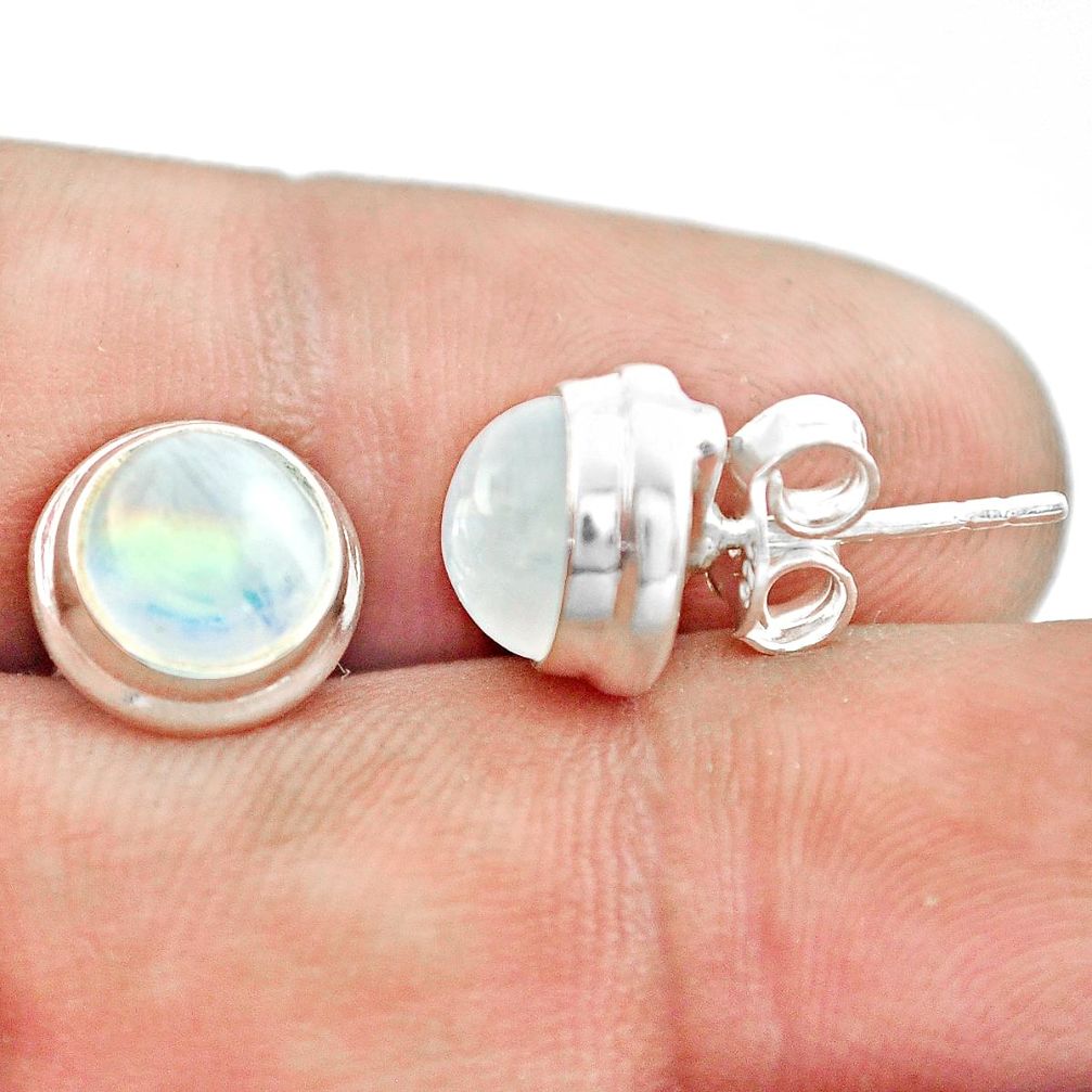 925 sterling silver 6.64cts natural rainbow moonstone stud earrings p74574