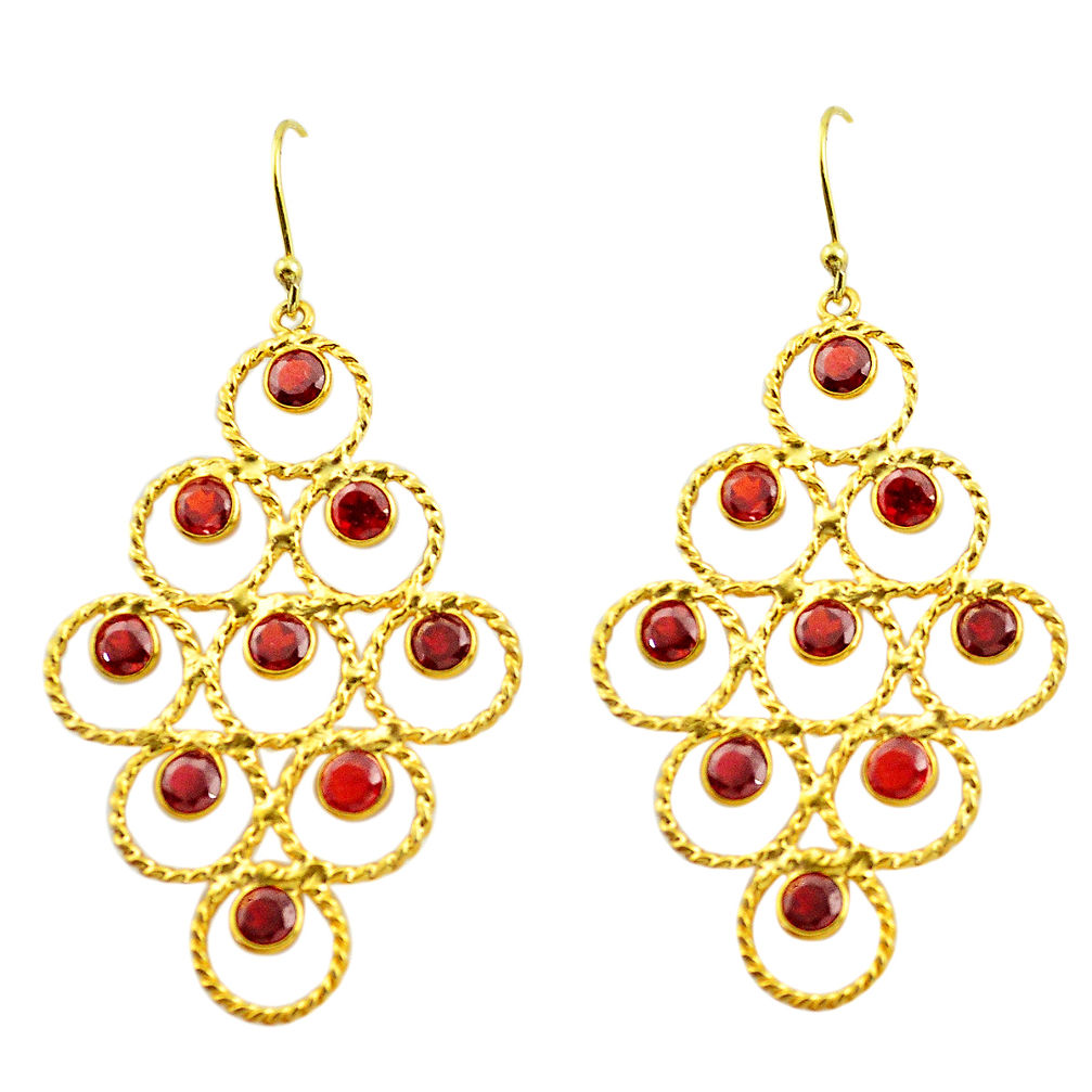 925 sterling silver 9.47cts natural red garnet 14k gold earrings jewelry p92724