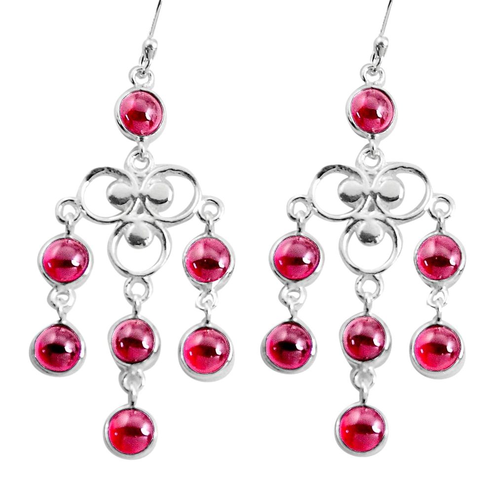 925 sterling silver 12.80cts natural red garnet chandelier earrings p43878