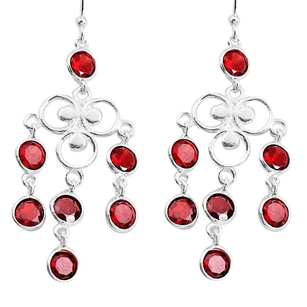 925 sterling silver 12.06cts natural red garnet chandelier earrings p43898