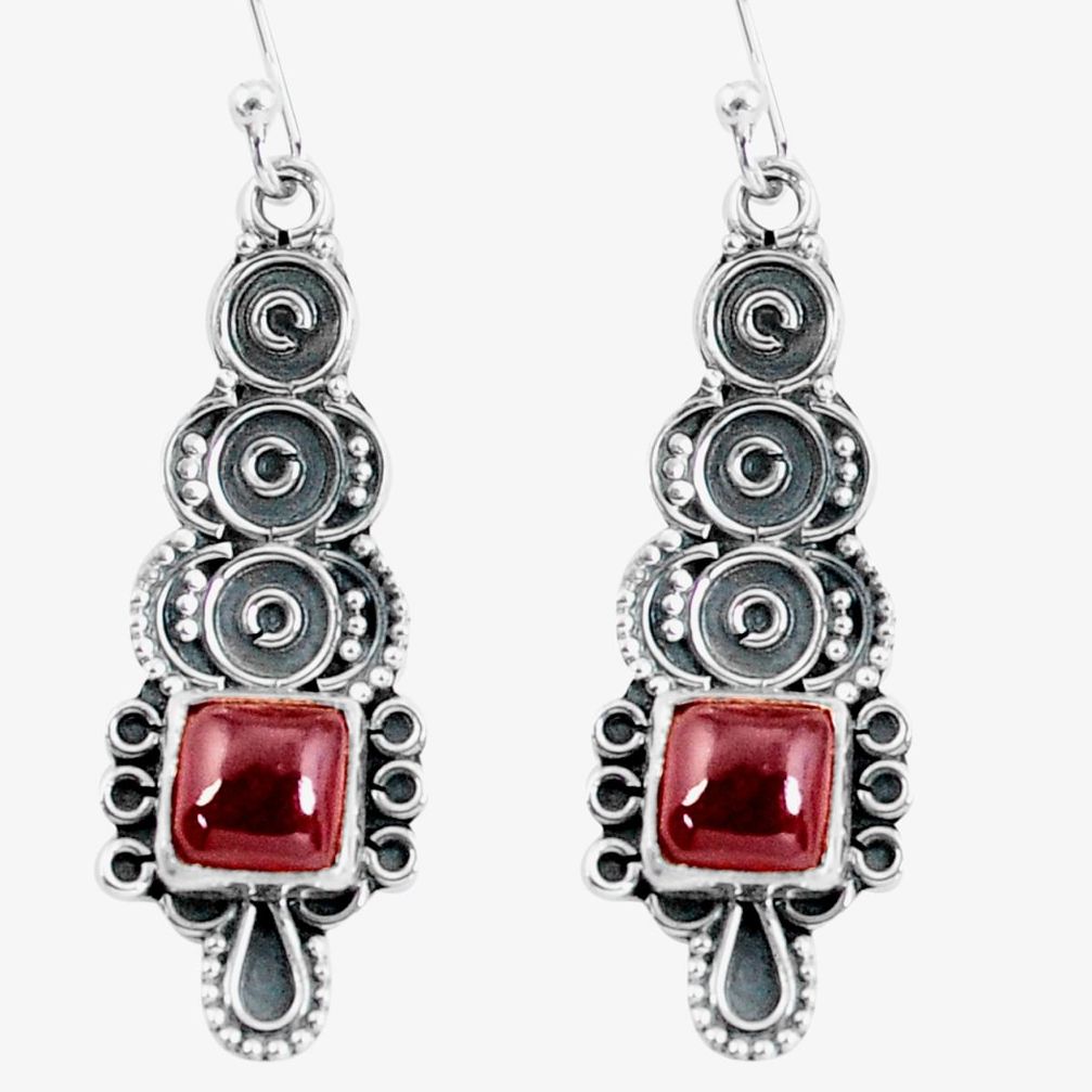 925 sterling silver 5.06cts natural red garnet dangle earrings jewelry d32488