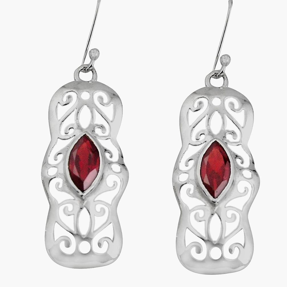925 sterling silver 5.05cts natural red garnet dangle earrings jewelry d32558