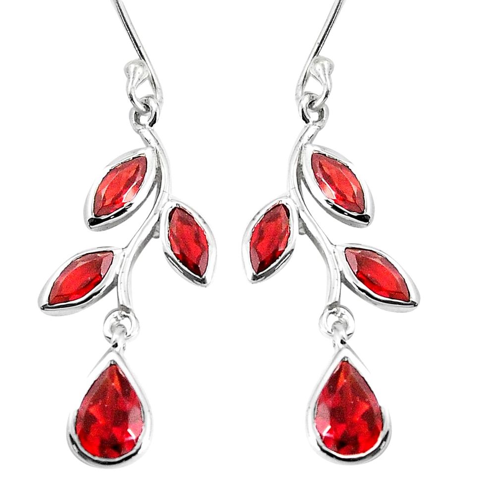 925 sterling silver 5.23cts natural red garnet dangle earrings jewelry p36644