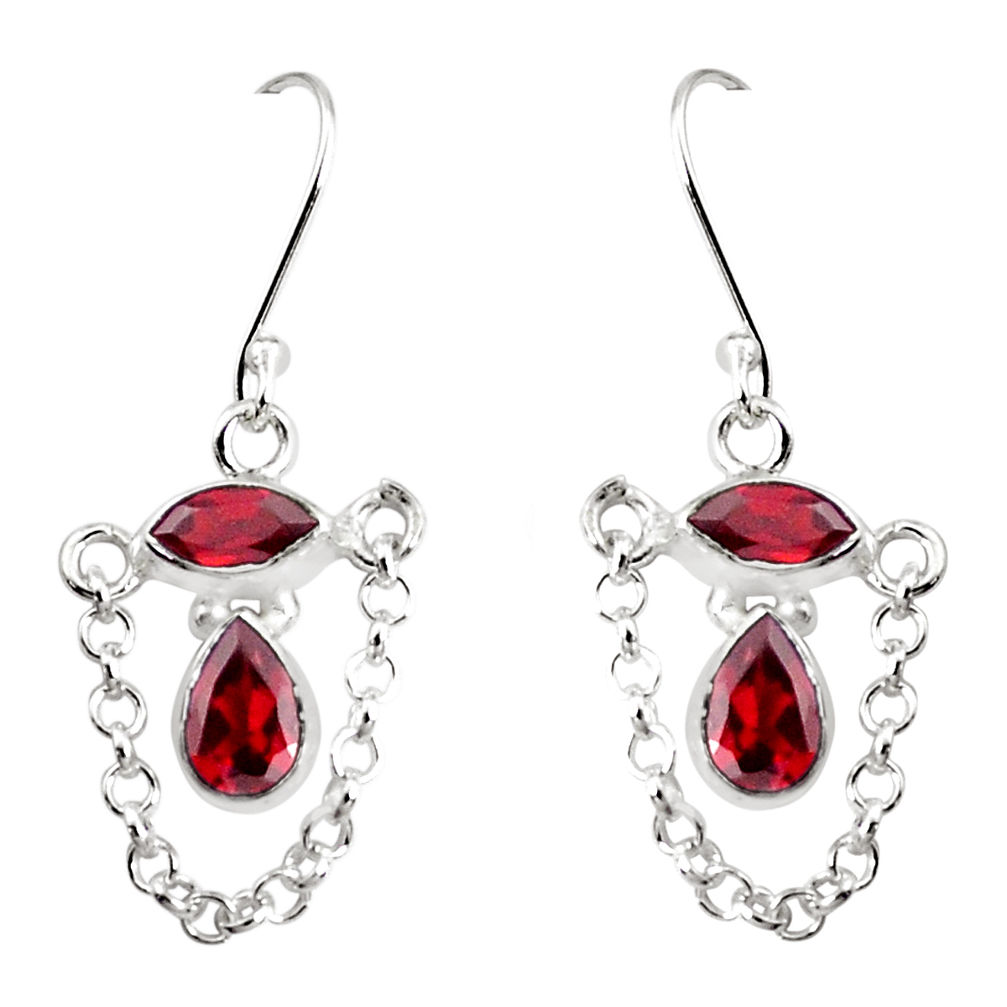 925 sterling silver 6.27cts natural red garnet dangle earrings jewelry p45644