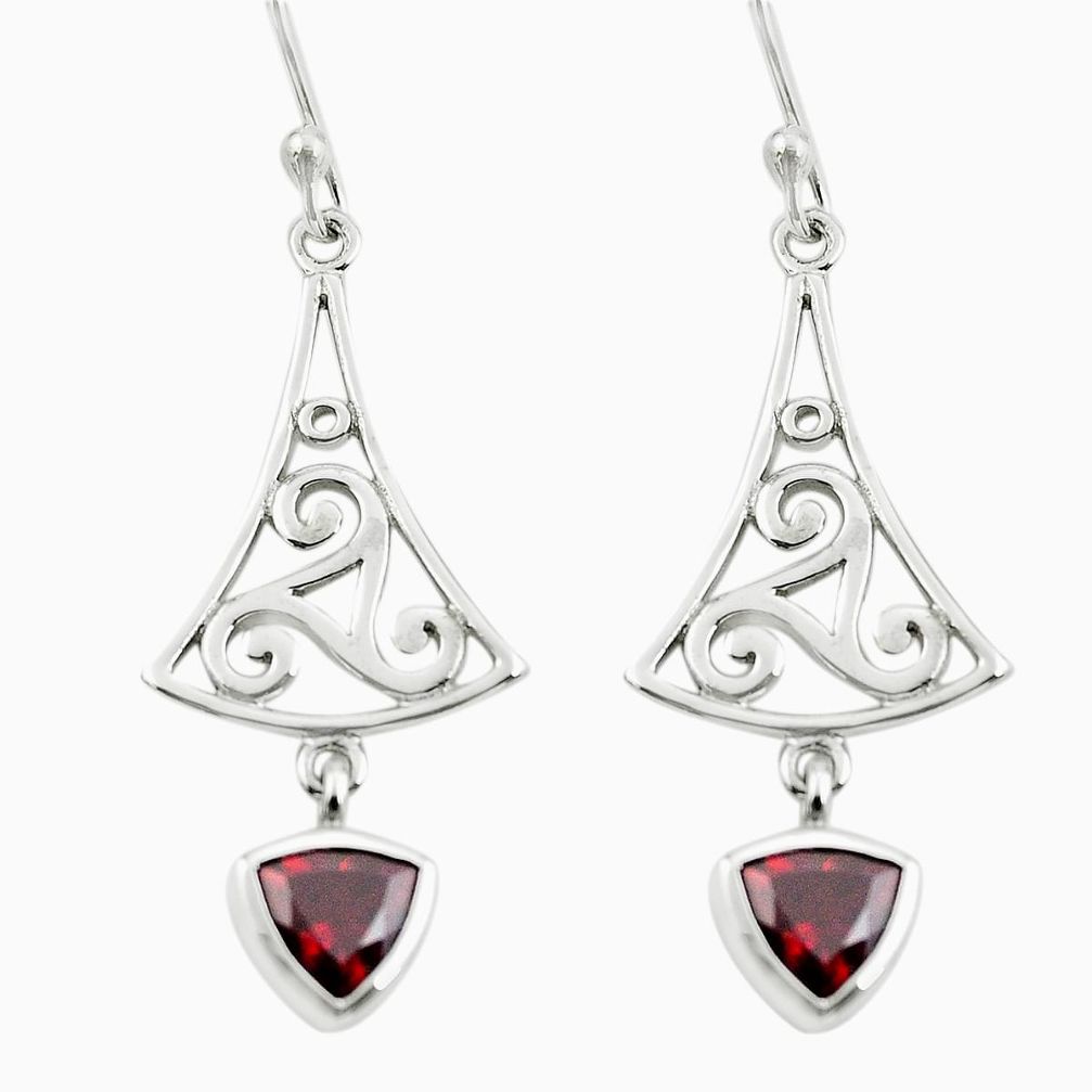 925 sterling silver 3.08cts natural red garnet dangle earrings jewelry p62630