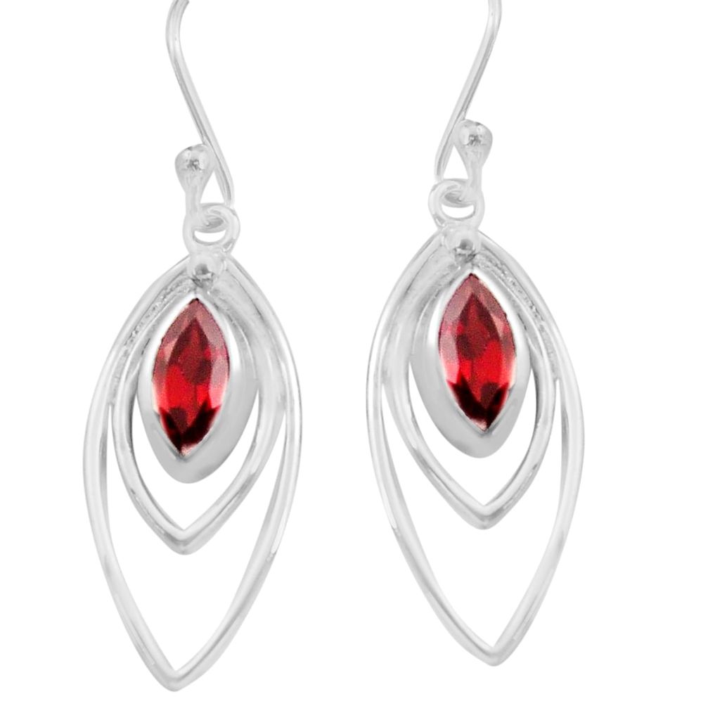 925 sterling silver 3.60cts natural red garnet dangle earrings jewelry p82220