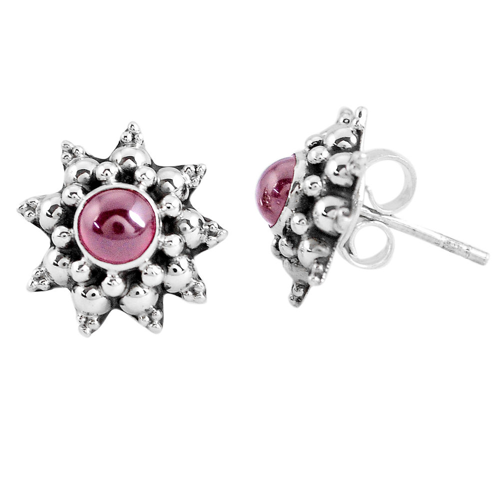 925 sterling silver 2.09cts natural red garnet stud earrings jewelry p48855