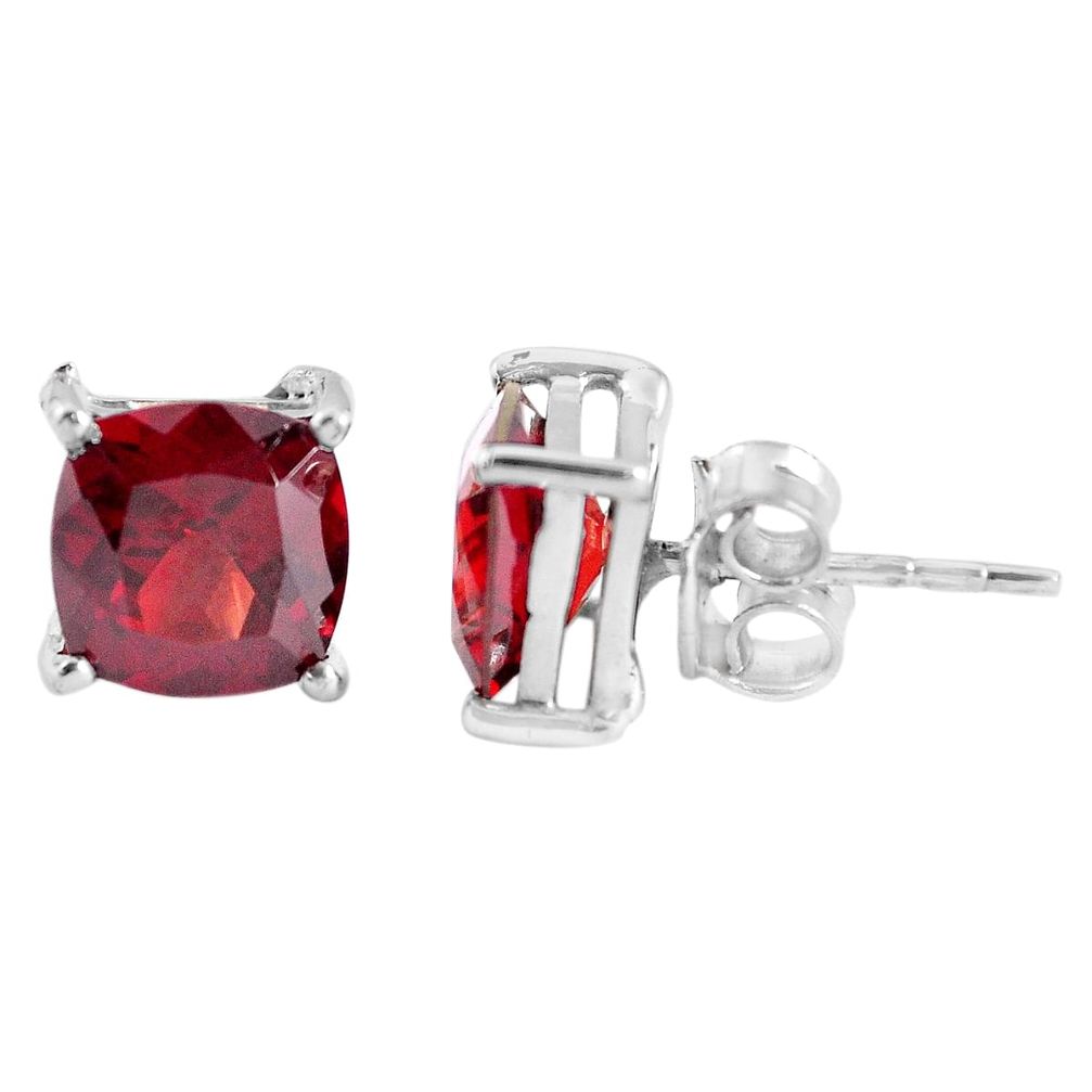 925 sterling silver 6.57cts natural red garnet stud earrings jewelry p53253