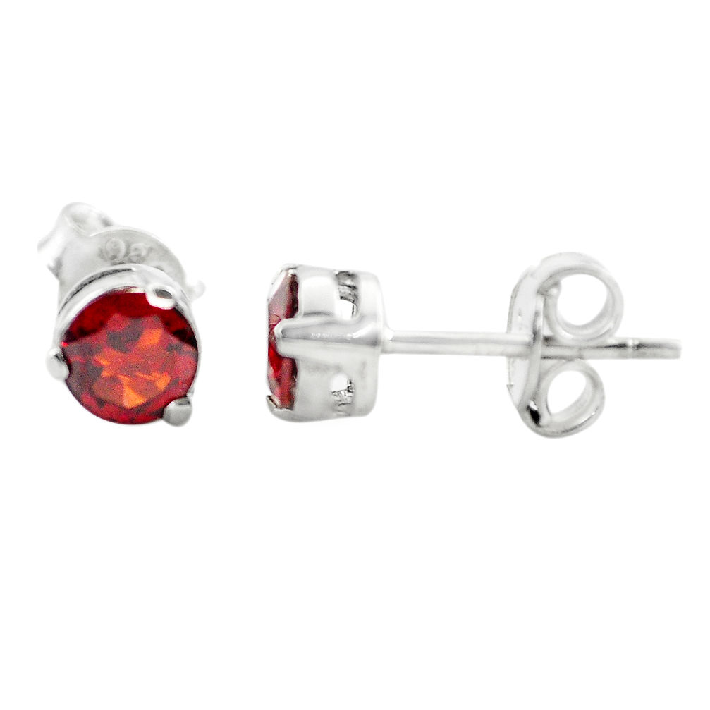 925 sterling silver 1.77cts natural red garnet stud earrings jewelry p73496