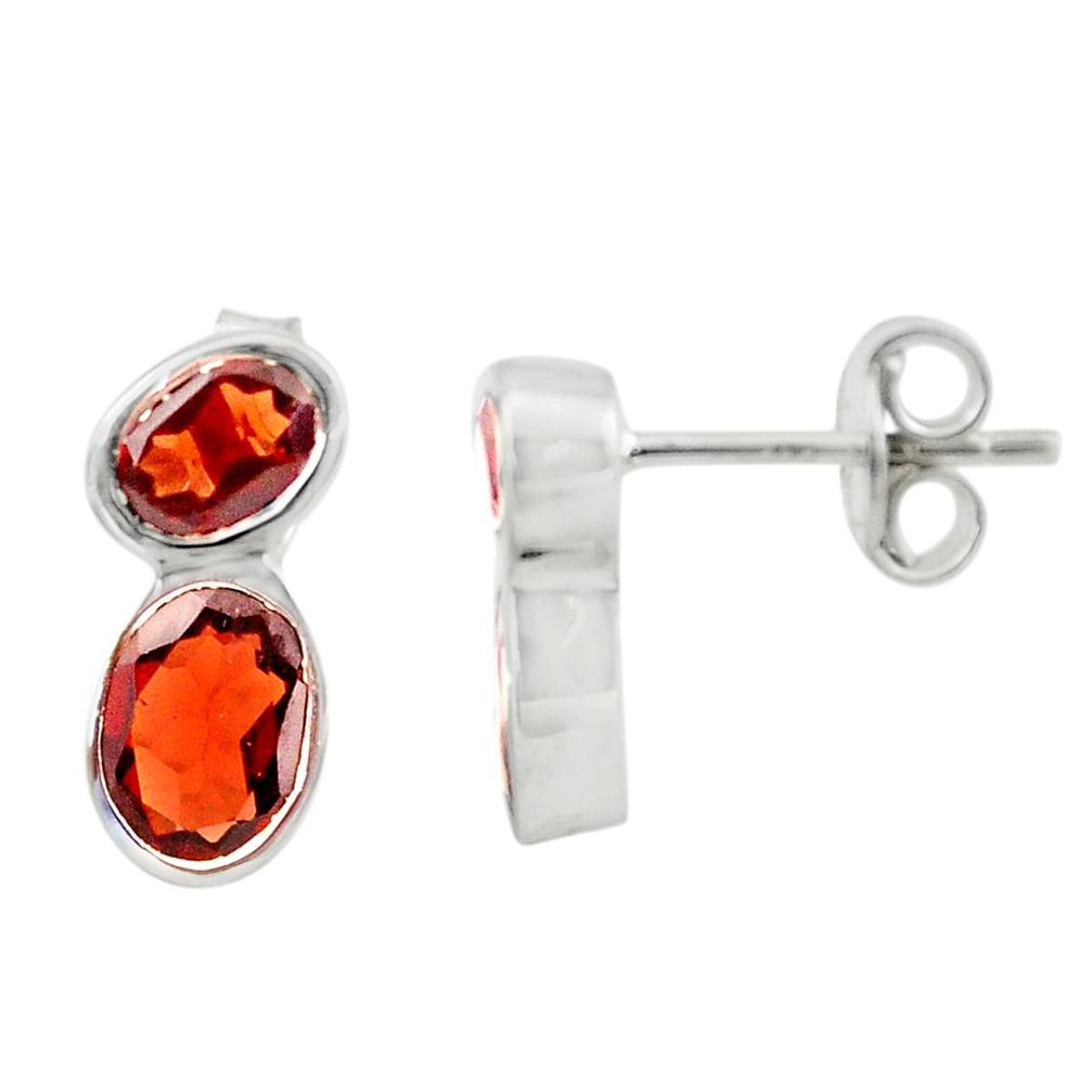925 sterling silver 5.92cts natural red garnet stud earrings jewelry p73618