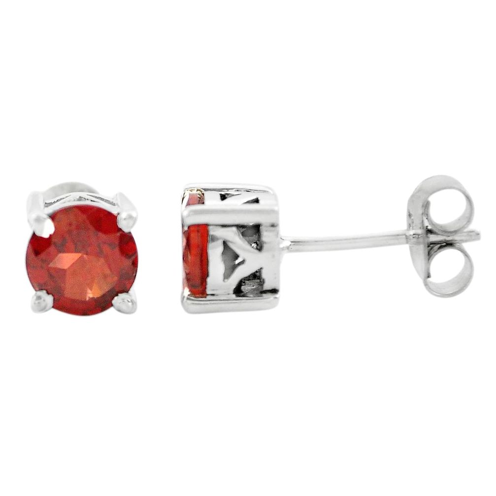 925 sterling silver 2.52cts natural red garnet stud earrings jewelry p74743