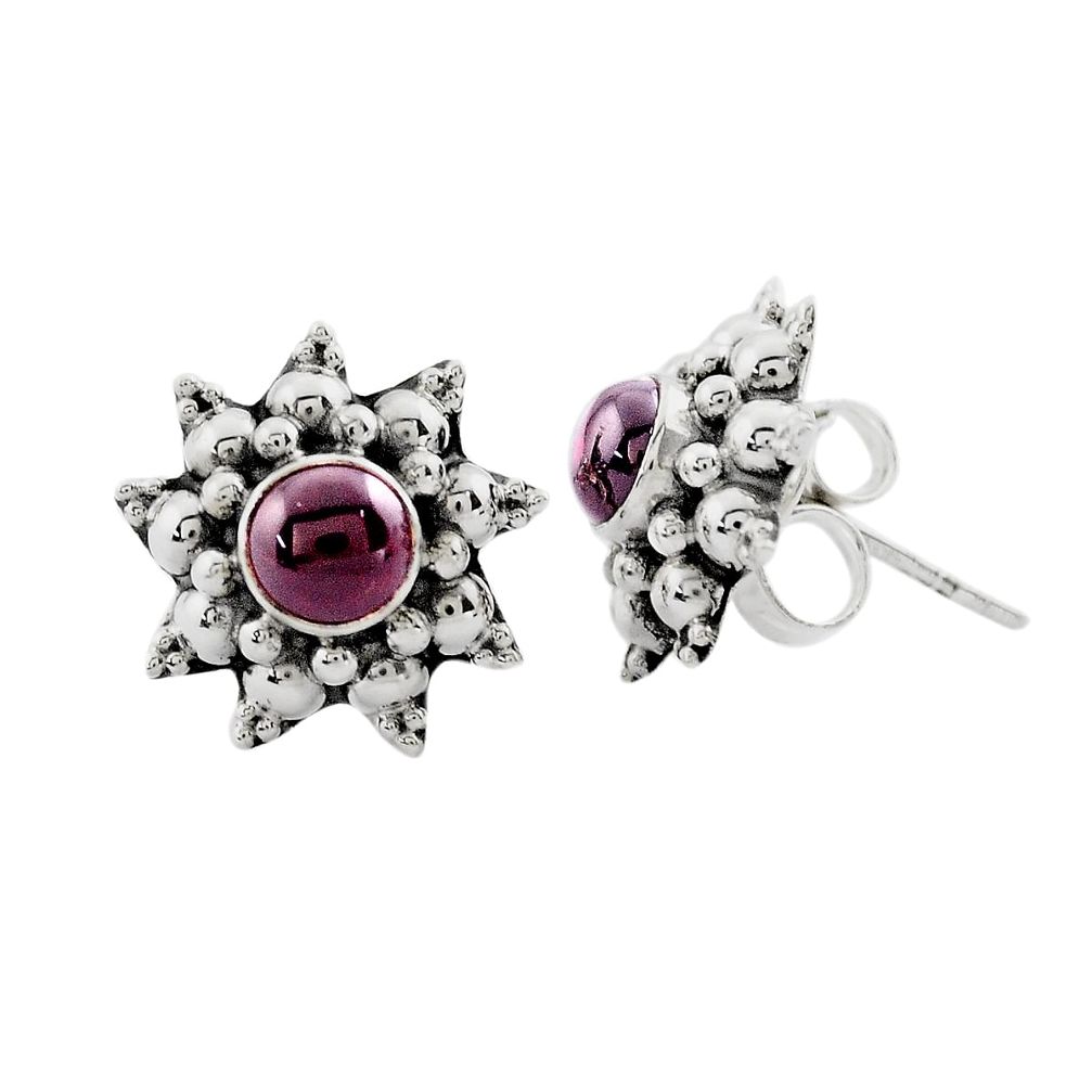 925 sterling silver 1.64cts natural red garnet stud earrings jewelry p88564