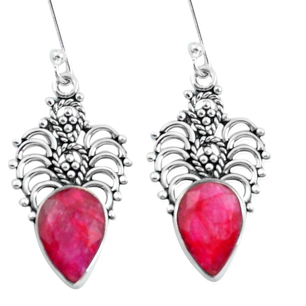 925 sterling silver 7.97cts natural red ruby dangle earrings jewelry d31648