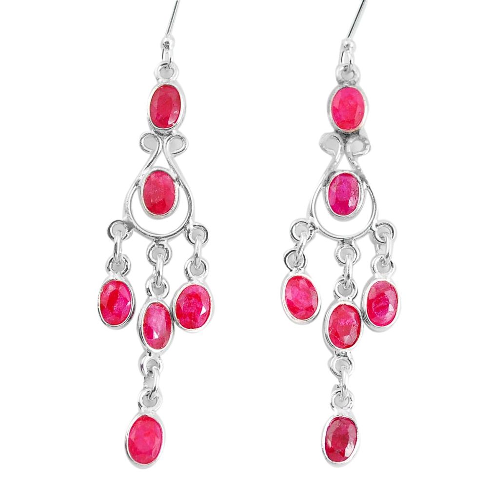 925 sterling silver 12.36cts natural red ruby dangle earrings jewelry p60588