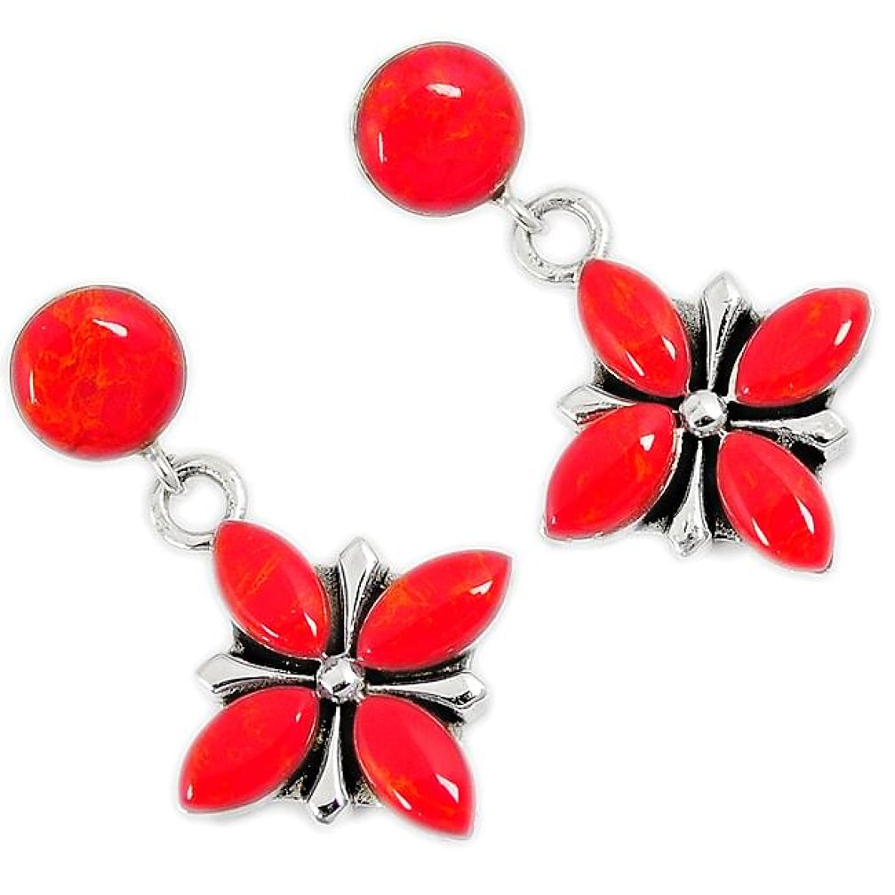 925 sterling silver natural red sponge coral dangle earrings jewelry h46598