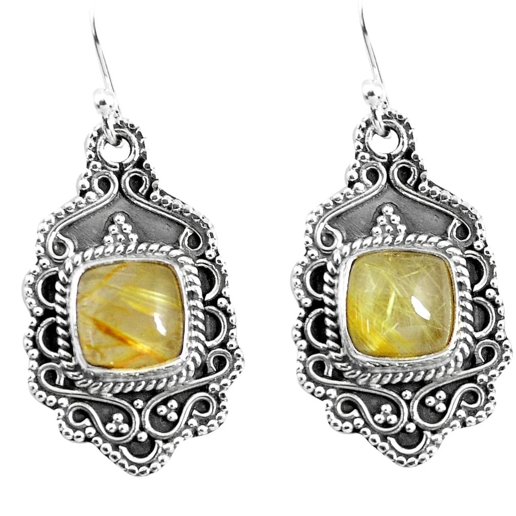 925 sterling silver 6.89cts natural tourmaline rutile dangle earrings p52749