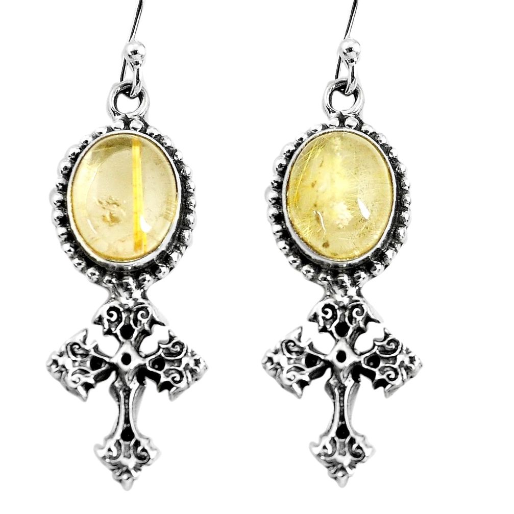 925 sterling silver 8.43cts natural tourmaline rutile holy cross earrings p54995