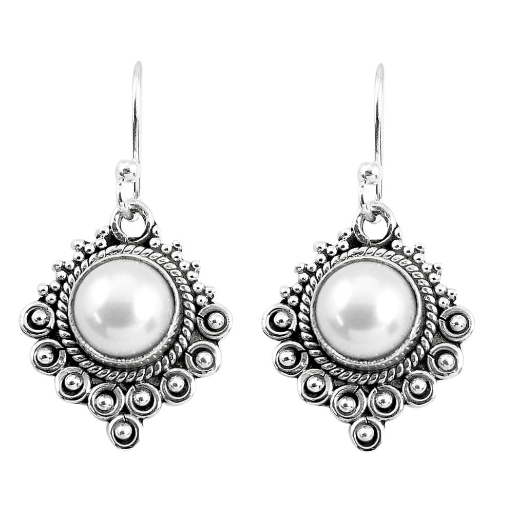 925 sterling silver 5.87cts natural white pearl dangle earrings jewelry p52791