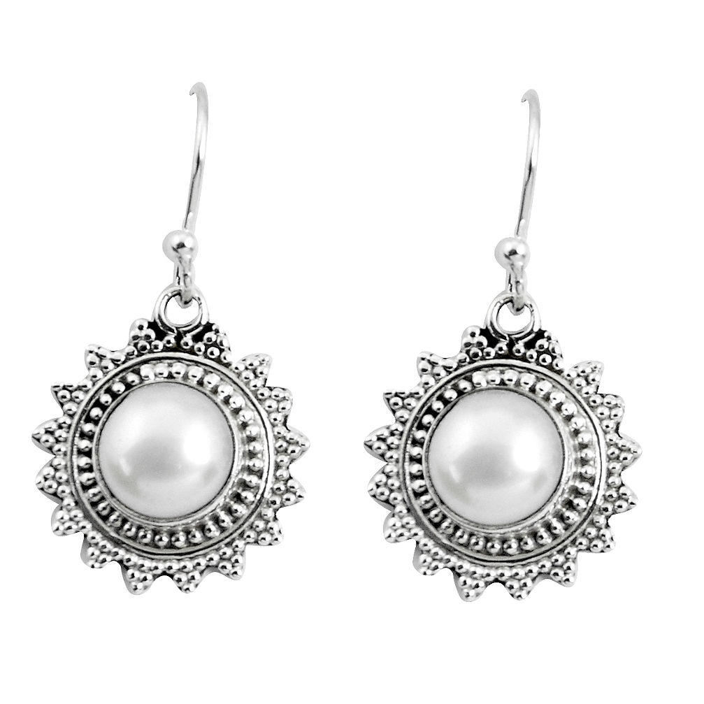 925 sterling silver 6.28cts natural white pearl dangle earrings jewelry p52904