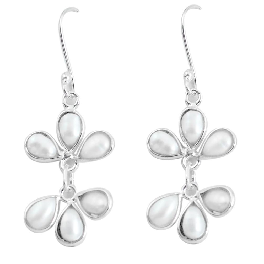 925 sterling silver 10.70cts natural white pearl dangle earrings jewelry p60604