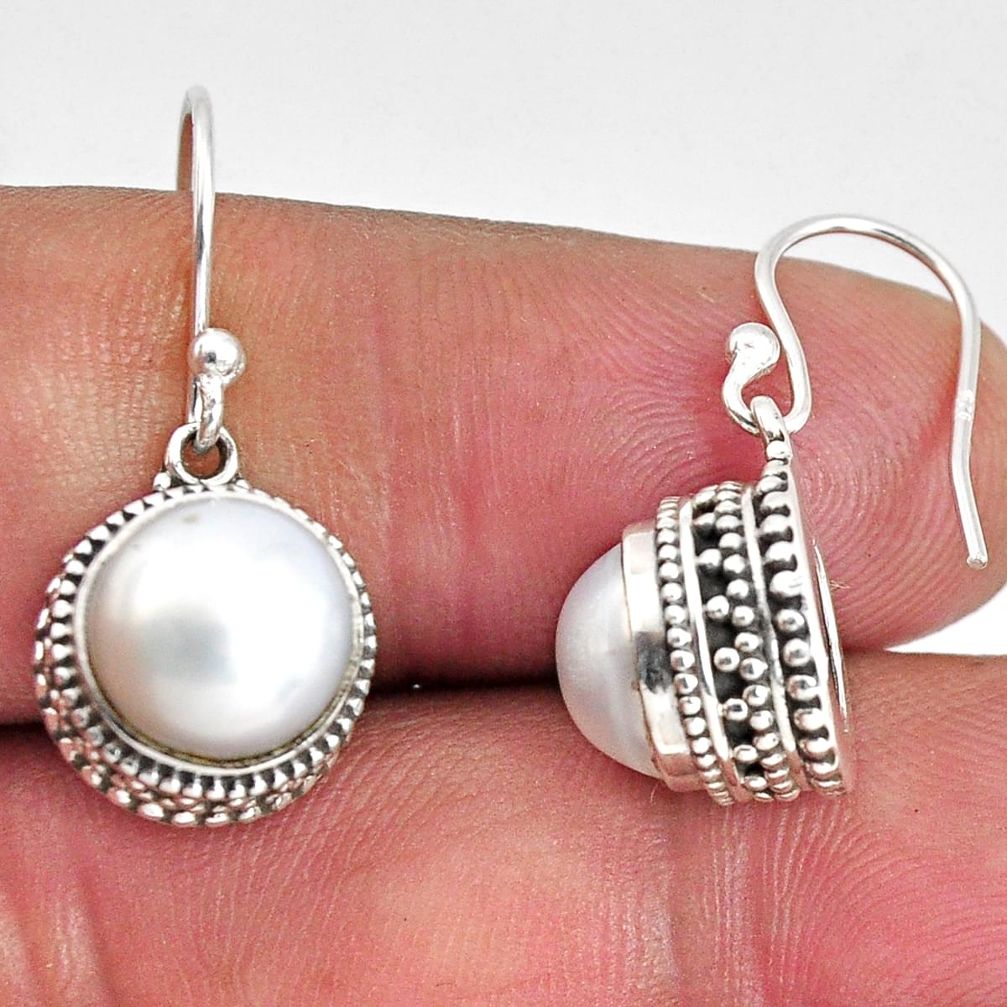 925 sterling silver 9.37cts natural white pearl dangle earrings jewelry p89824