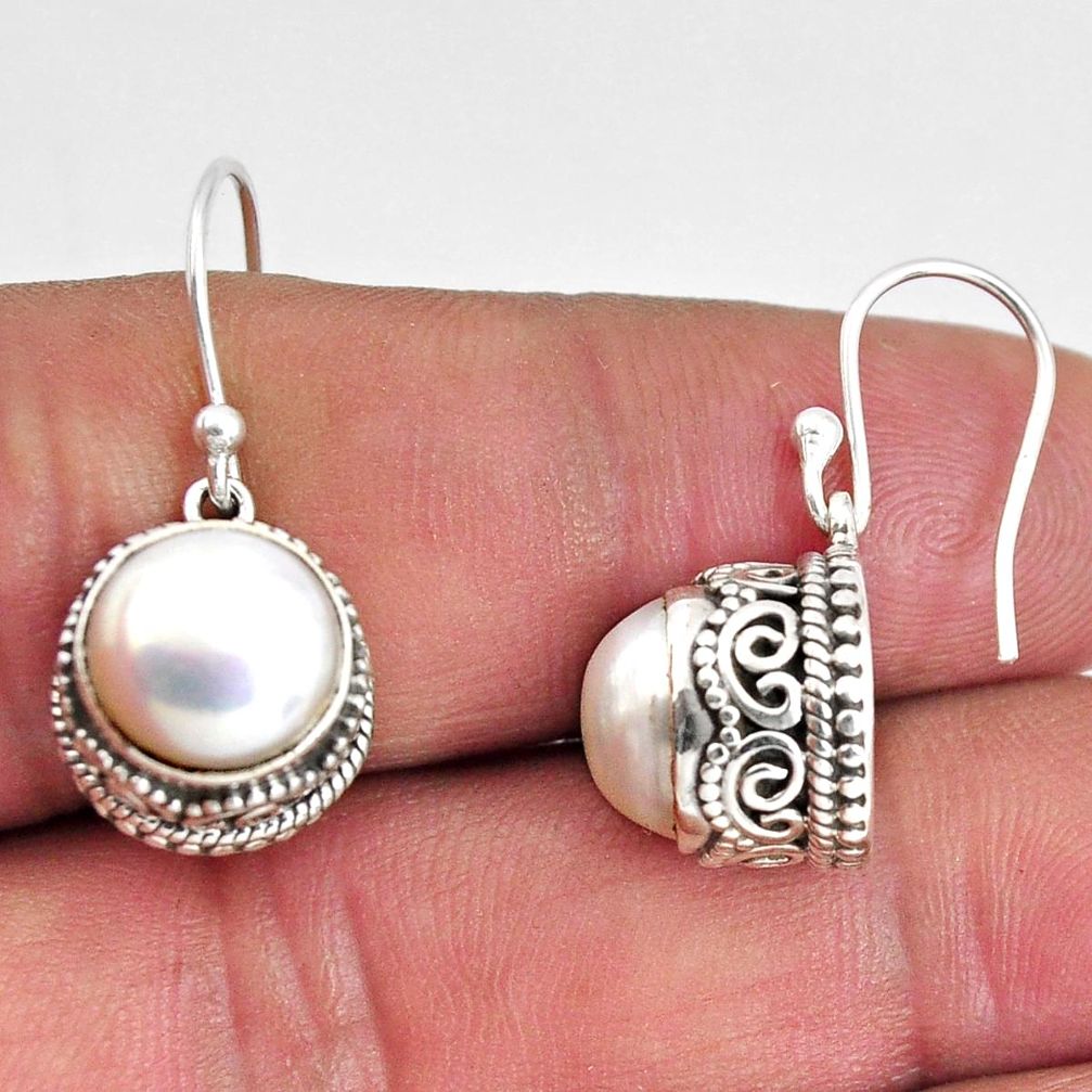 925 sterling silver 9.83cts natural white pearl dangle earrings jewelry p89830