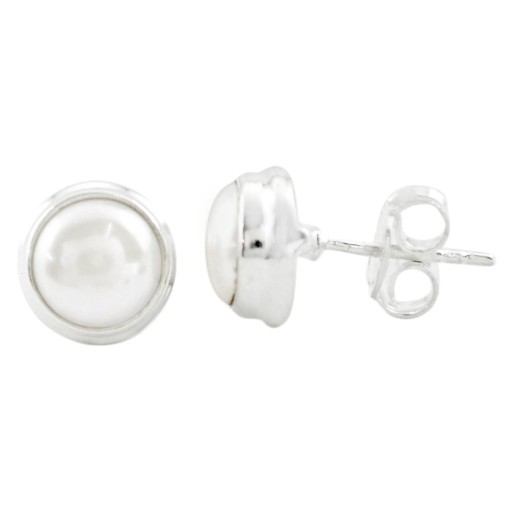 925 sterling silver 6.64cts natural white pearl stud earrings jewelry p74604