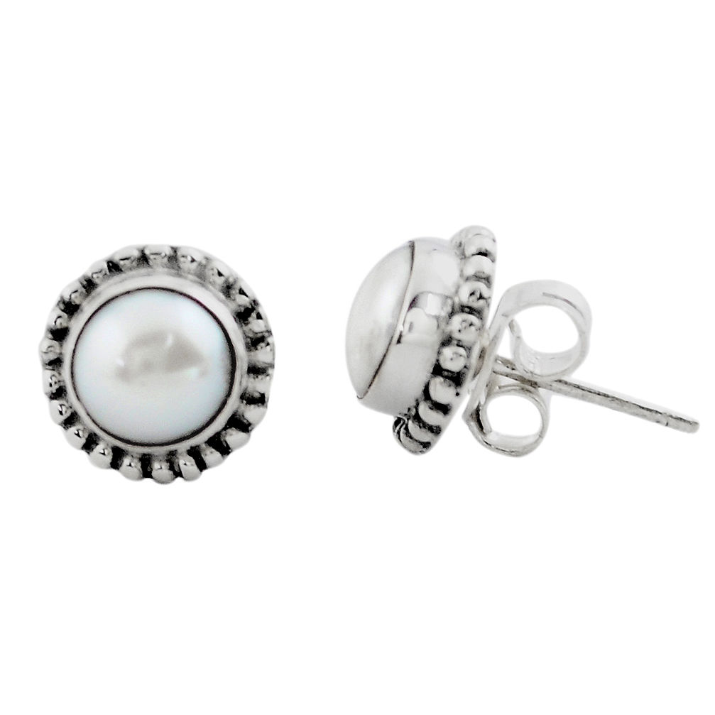 925 sterling silver 3.32cts natural white pearl stud earrings jewelry p88584