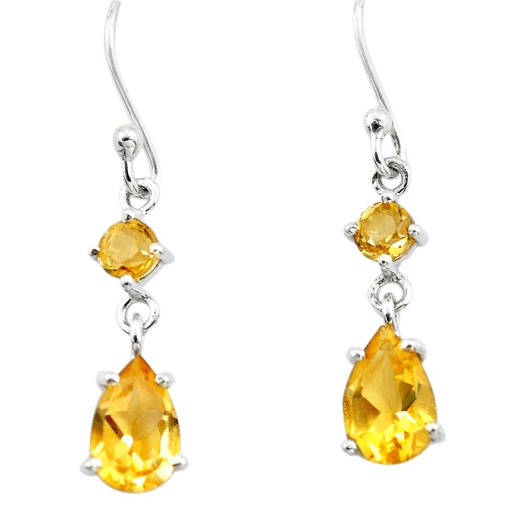 925 sterling silver 5.42cts natural yellow citrine dangle earrings p73524