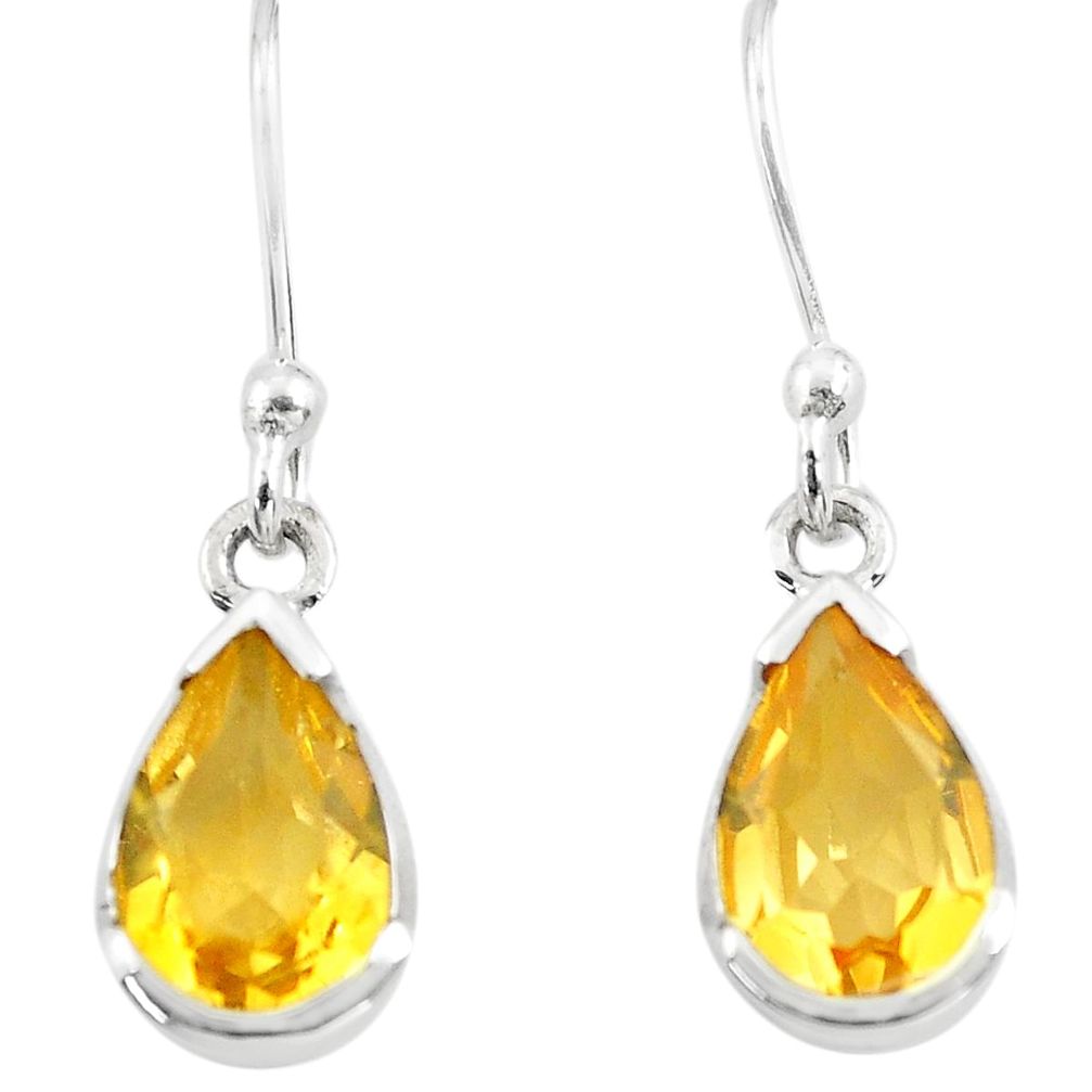 925 sterling silver 5.08cts natural yellow citrine dangle earrings p73566