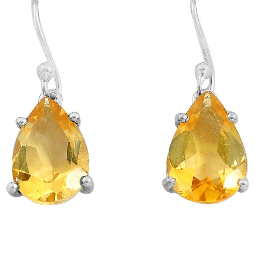 925 sterling silver 7.55cts natural yellow citrine dangle earrings p82144