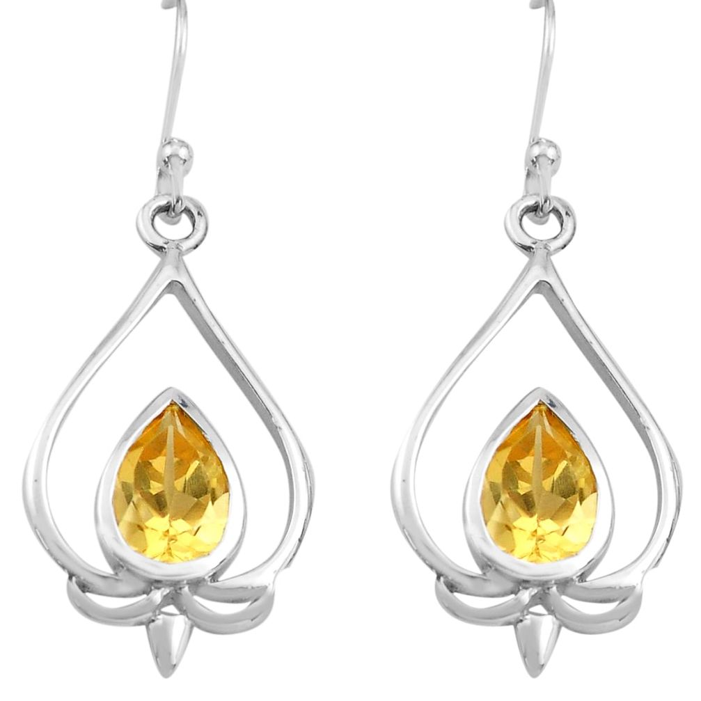 925 sterling silver 5.17cts natural yellow citrine dangle earrings p82236