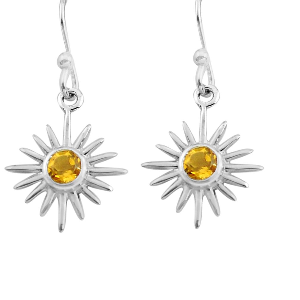 925 sterling silver 1.49cts natural yellow citrine dangle earrings p82274