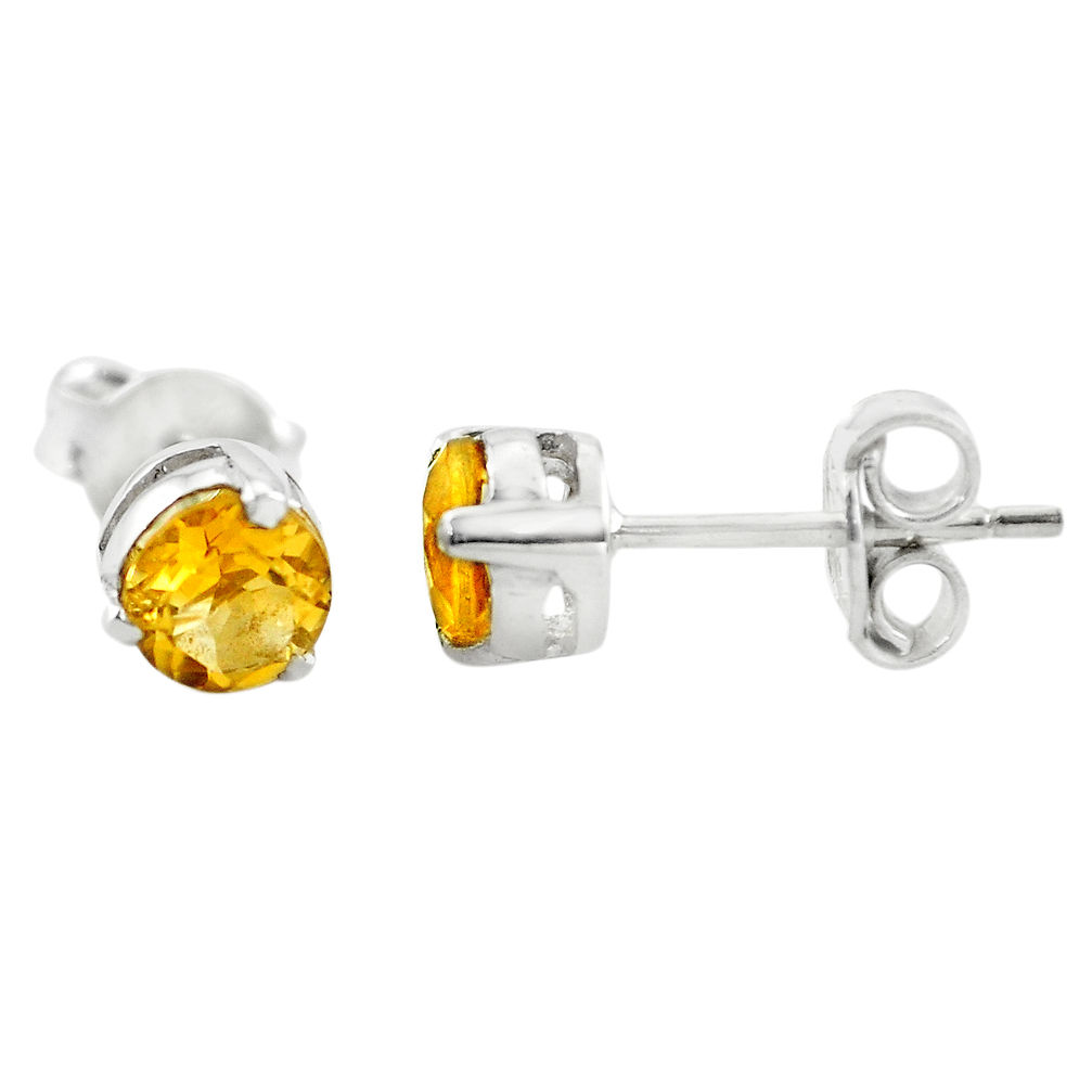 925 sterling silver 1.56cts natural yellow citrine stud earrings jewelry p73486