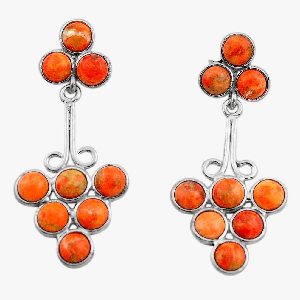 925 sterling silver 12.22cts red copper turquoise dangle earrings jewelry p88372