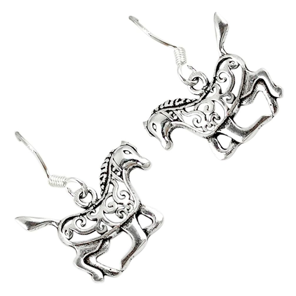 3.27gms 925 sterling silver filigree horse dangle earrings jewelry a23365