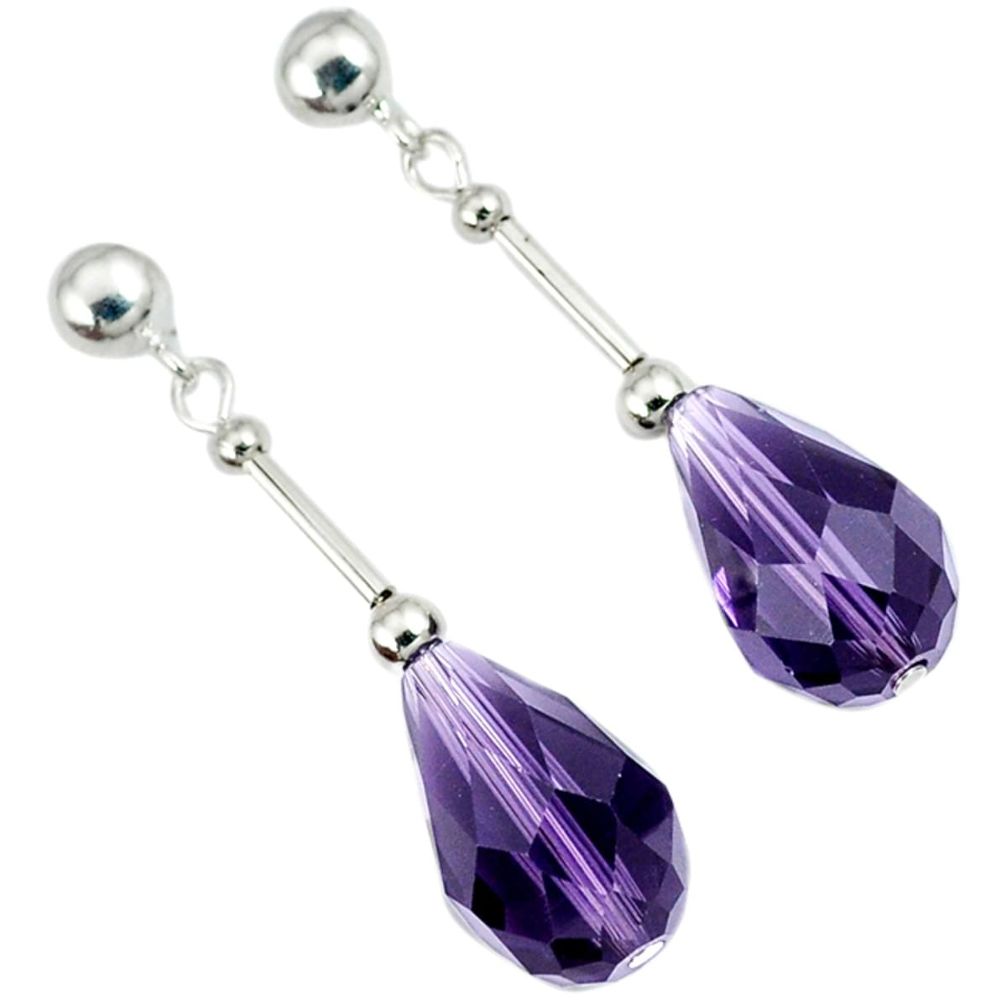 21.50cts natural purple amethyst beads sterling silver dangle earrings a30489
