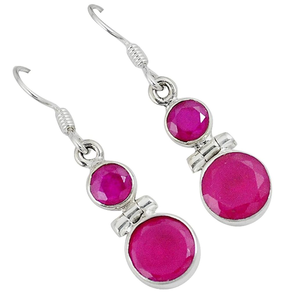 925 sterling silver red faux ruby round dangle earrings jewelry a30666